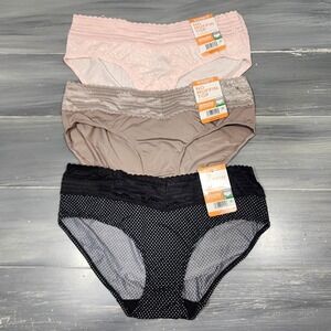 Warners Hipster‎ Panties Underwear No Muffin Top Microfiber Lace 3 Pack Large